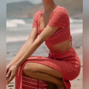 L*Space Sweetest Thing Crochet Skirt Cayenne Coral Red